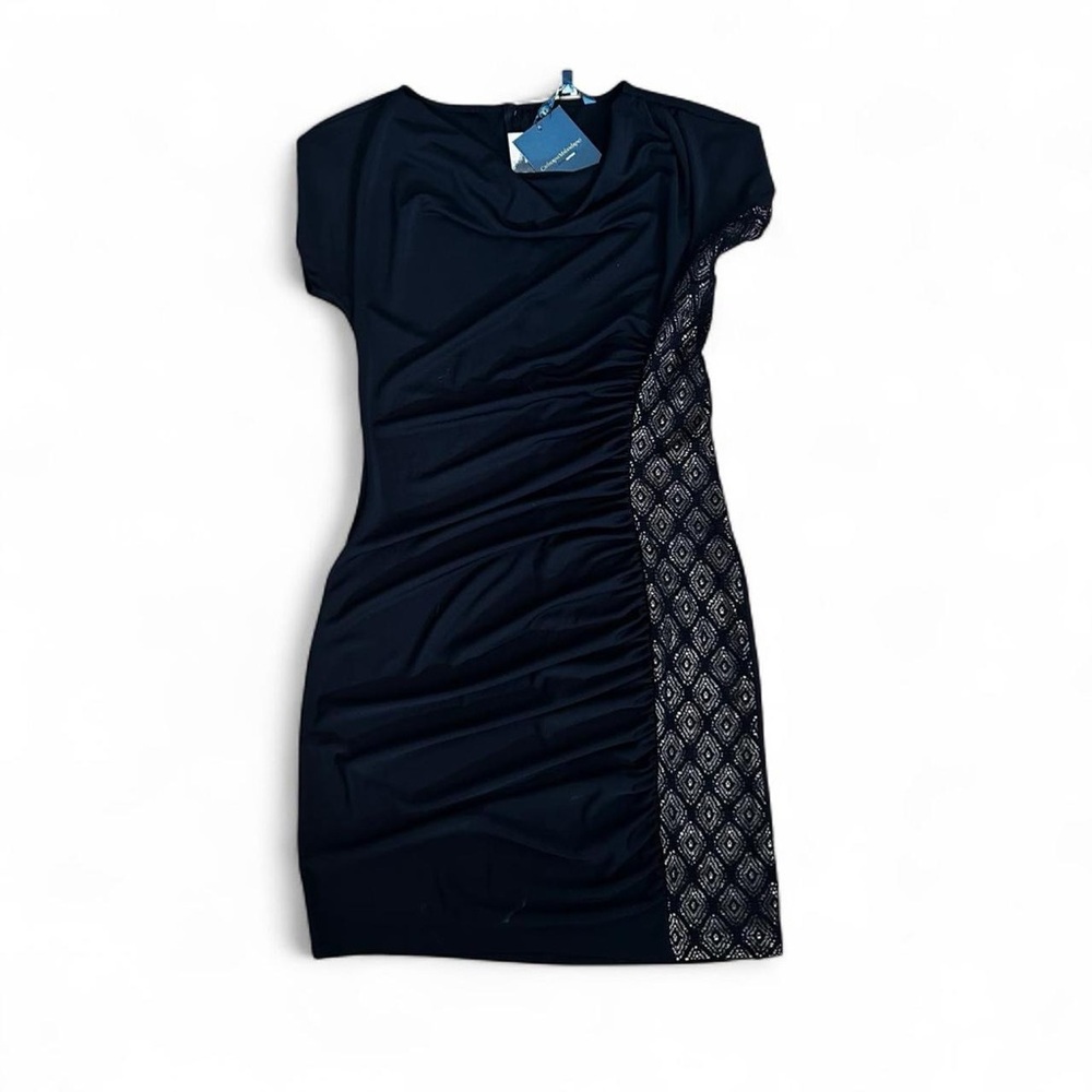 NWT! New! Catherine Malandrino black bodycon mini dress w gorgeous lace detail